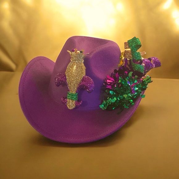 Purple Mardi Gras Cowboy Hat - Picture 1 of 7
